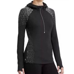 Athleta Running Wild 2.0 Womens Black Athletic Half Zip Hoodie Running Size M